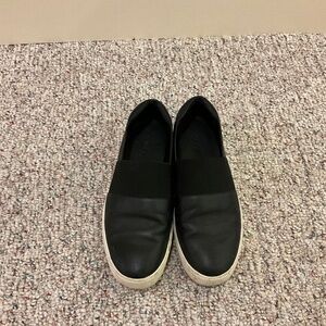 Vince Black Leather Slip On Sneaker